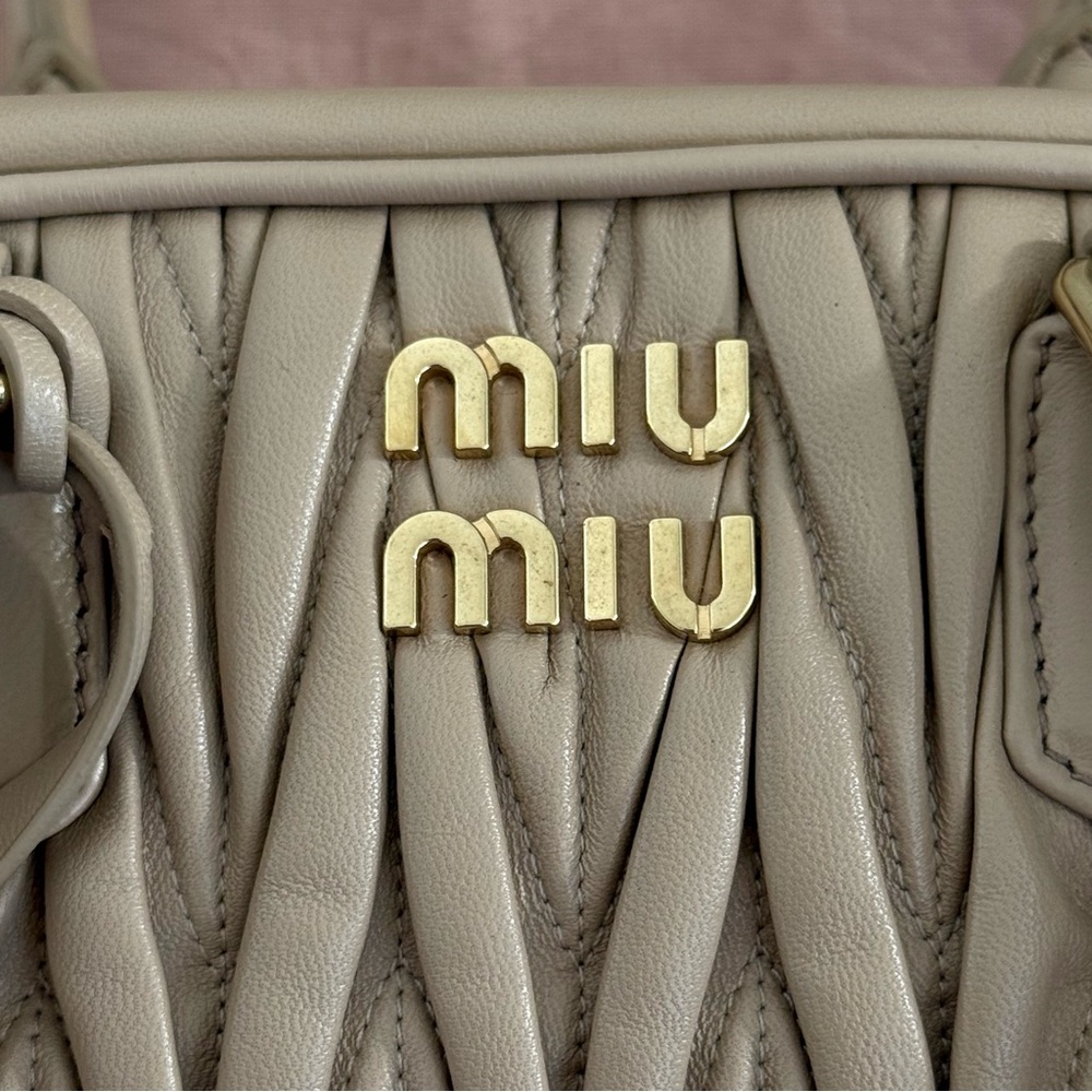Miu Miu Quilted Satchel in Light Beige - Picture 2 of 16